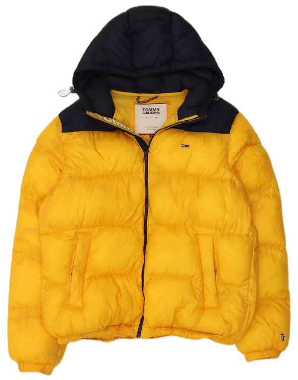 Tommy Hilfiger Mens Hooded Padded Jacket UK 40 Large Yellow Colourblock