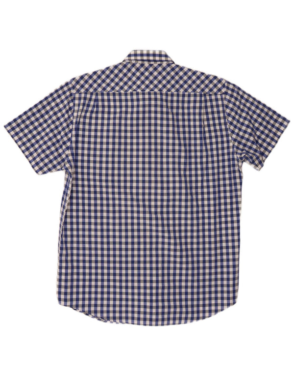 Pierre Cardin Herre kortærmet skjorte Medium Blue Gingham Cotton