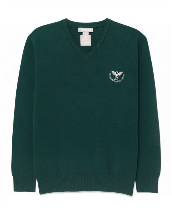 Lyle & Scott Maglione da uomo con scollo a V 2XL Lana verde