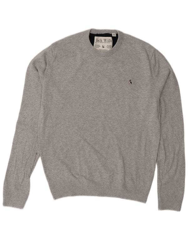 Jack Wills női nyakú pulóver UK 14 közepes szürke foltos pamut