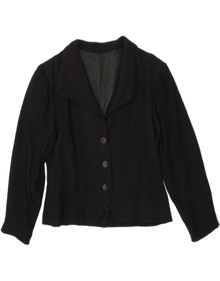 VINTAGE Womens 3 Button Blazer Jacket UK 12 Medium Black Vintage Vintage and Second-Hand Vintage from Messina Hembry 