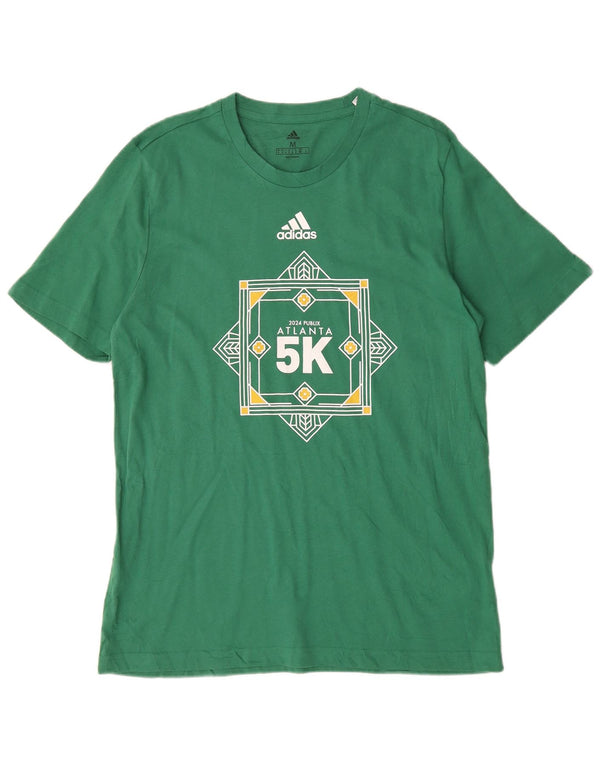 T-shirt grafica da uomo Adidas Top in cotone verde medio