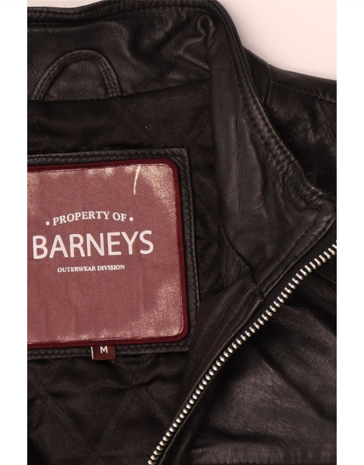 Ανδρικό Δερμάτινο Μπουφάν BARNEYS UK 38 Medium Black