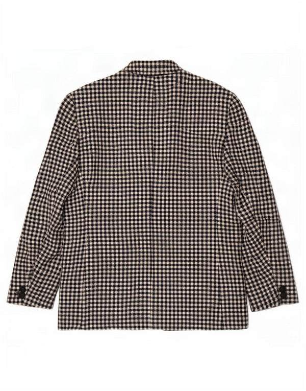 Viyella Womens 1 Button Blazer Jacket UK 12 Medium Black Gingham New Wool