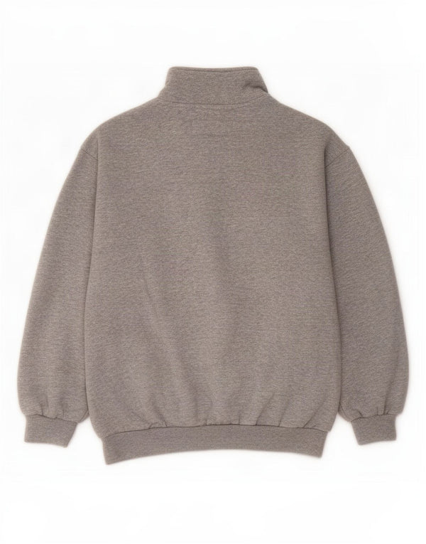 Diadora Mens Graphic Zip Neck Moletom Jumper Pequeno Algodão Cinza