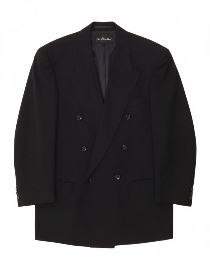 Hugo Boss Mens Double Breasted Blazer Jacket UK 40 Large Black Wool