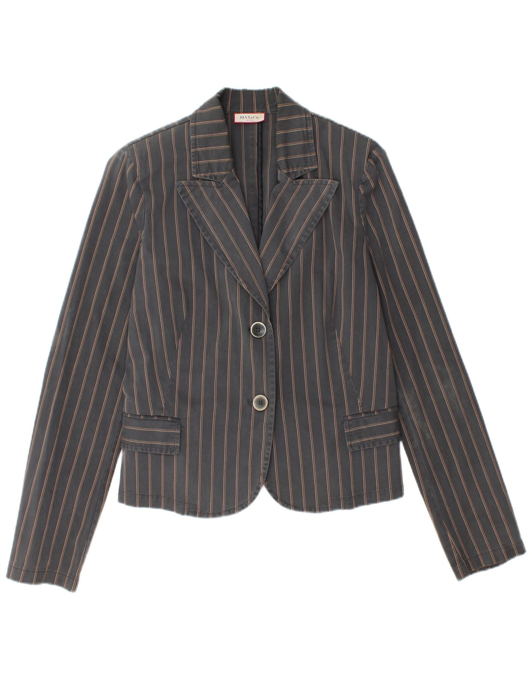 MAX & CO. Womens Active 2 Button Blazer Jacket UK 14 Medium Grey Striped