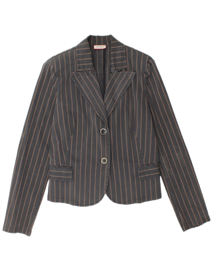 MAX & CO. Womens Active 2 Button Blazer Jacket UK 14 Medium Grey Striped