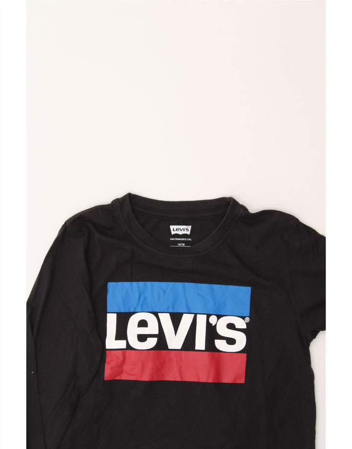 LEVI'S Boys Graphic Top Long Sleeve 14-15 Years Black Cotton Vintage Levi's and Second-Hand Levi's from Messina Hembry 