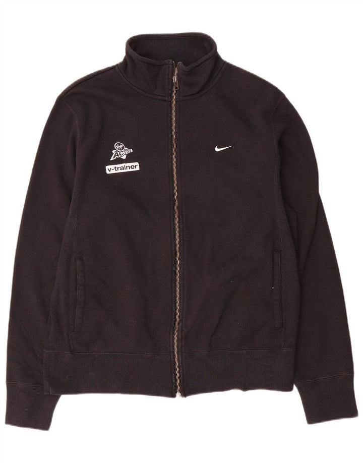 Nike Mens Graphic Tracksuit Top Jacket UK 38/40 Medium Black Cotton