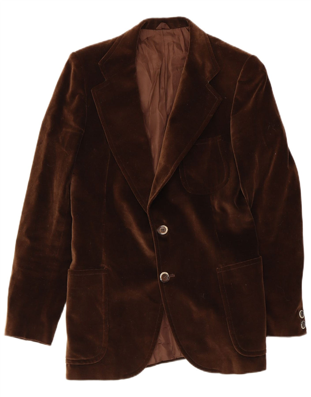 Vintage Mens 2 Button Velvet Blazer Jacket UK 36 Small Brown