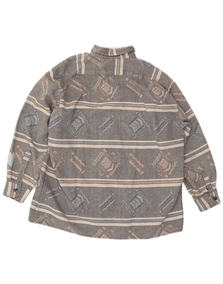 Chemise en flanelle homme vintage grande rayée grise