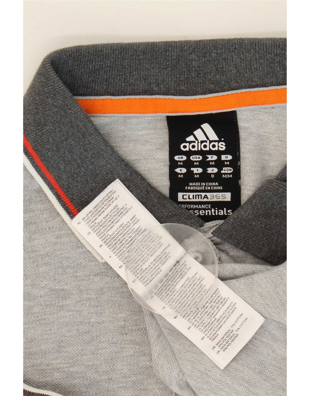 Adidas Mens Clima 365 Polo Shirt Medium Grey Cotton