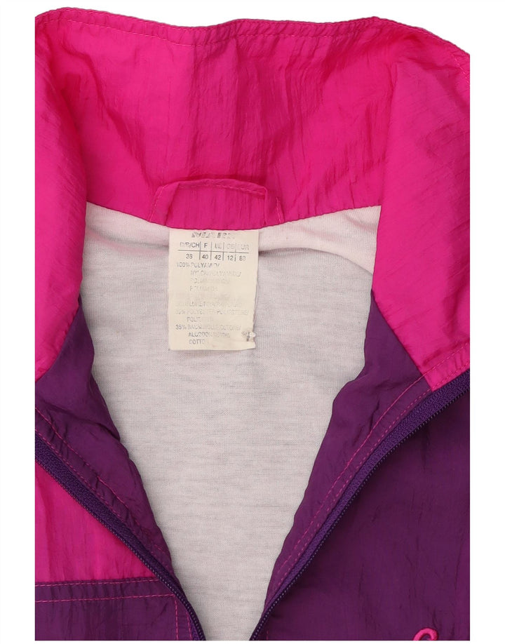 Vintage hel træningsdragt til kvinder UK 12 Medium Lilla Colourblock Polyamid