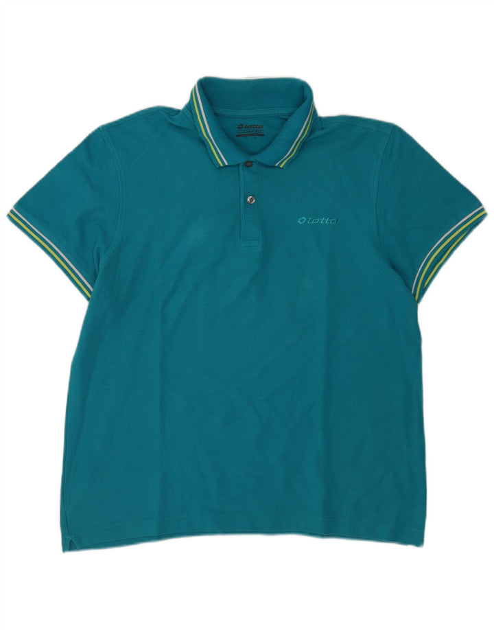 Lotto Mens Polo Shirt Large Blue Striped