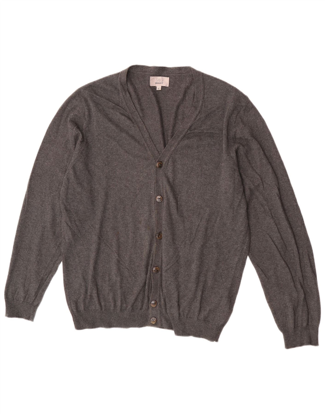 Marks & Spencer Mens Cardigan Sweater Large Grey Cotton