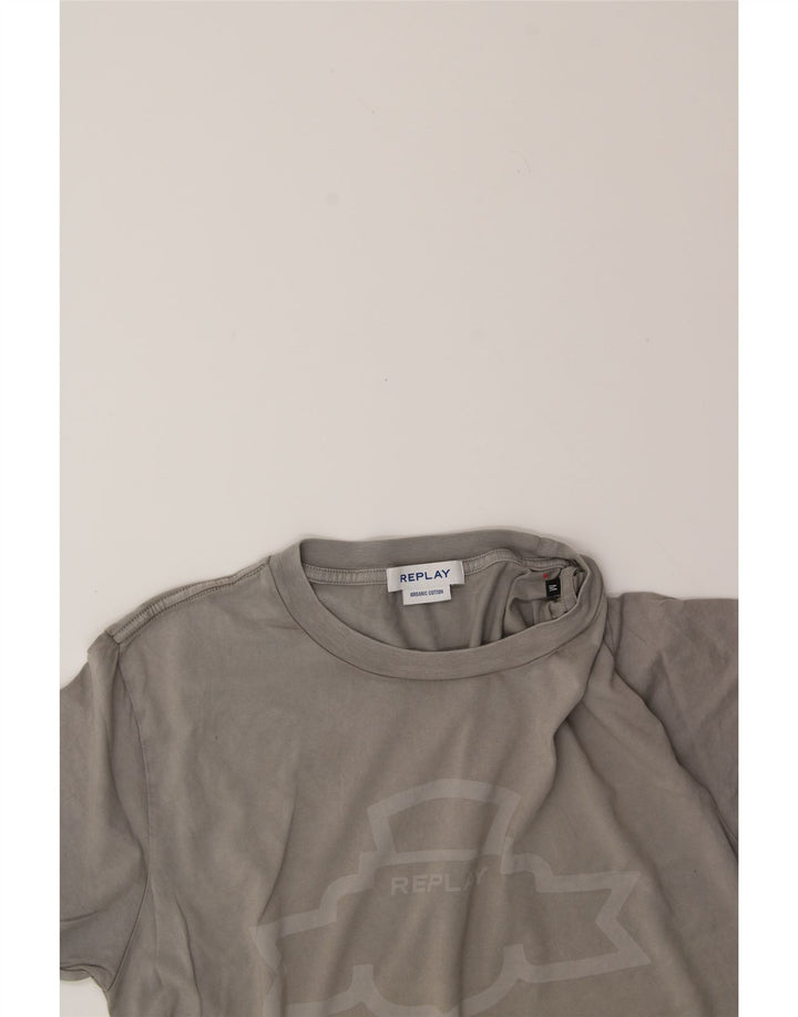 REPLAY Mens Graphic T-Shirt Top Medium Grey Cotton Vintage Replay and Second-Hand Replay from Messina Hembry 