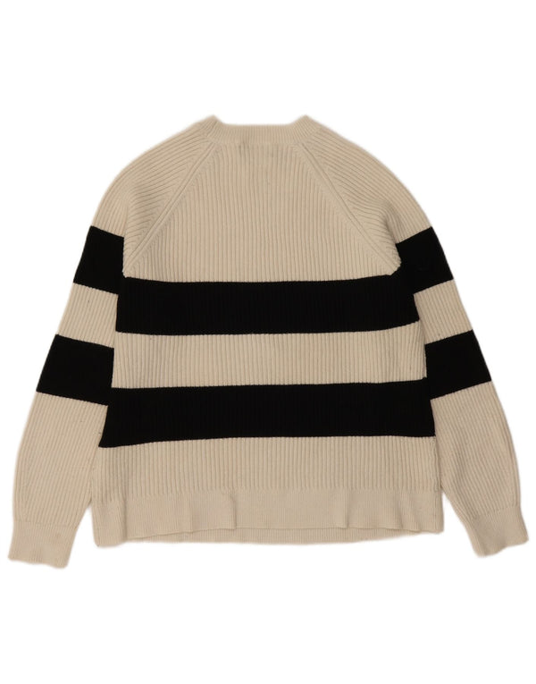 Marks & Spencer Womens Crew Neck Jumper Sweater UK 18 XL White Striped