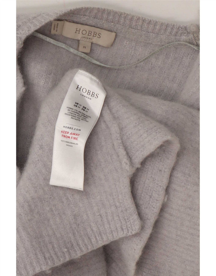 Hobbs Womens Crop Open Cardigan Sweater UK 12 Medium Blue Wool