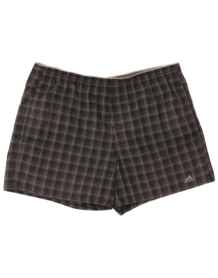 Adidas Mens Sport Shorts Large Grey Check Polyester