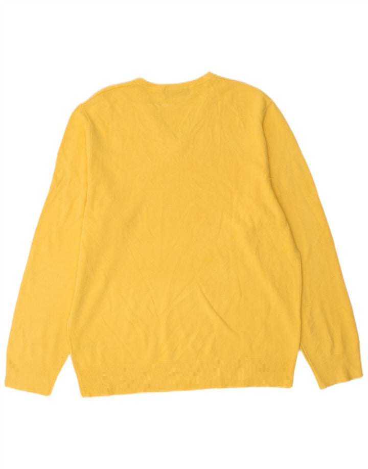 Marks & Spencer Mens Blue Harbour V-Neck Jumper Sweater Large Yellow