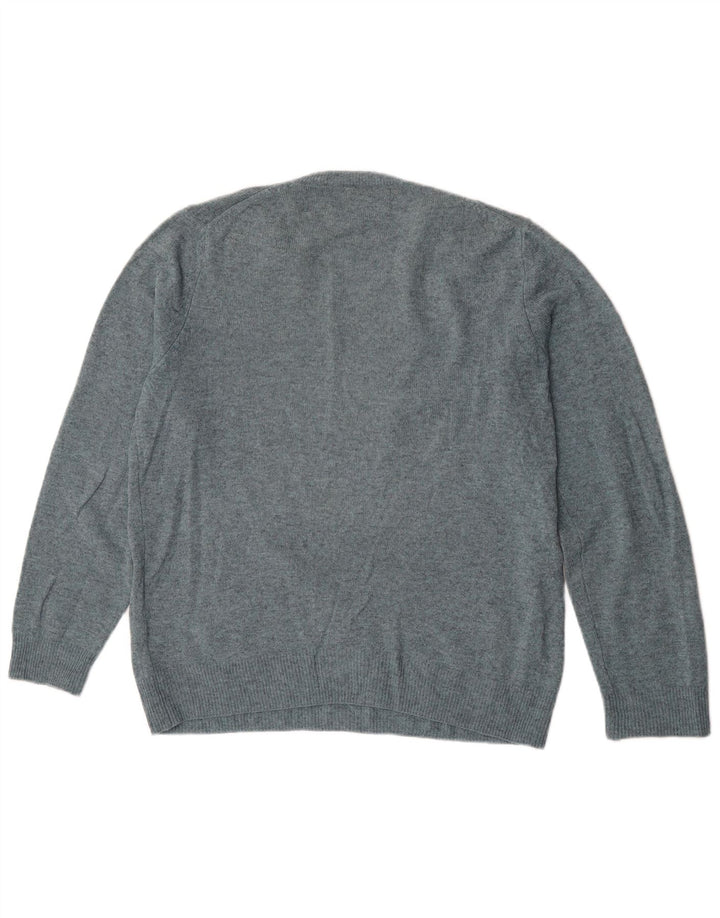 Marks & Spencer Mens V-Neck Jumper Sweater Large Blue Lambswool