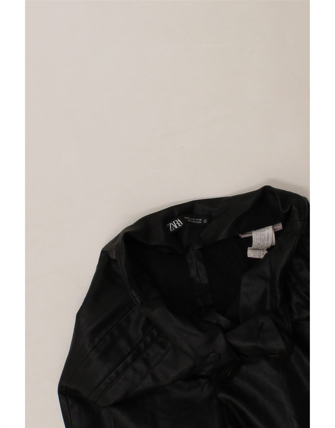 ZARA Womens Straight Leather Trousers Small W26 L26 Black Polyurethane Vintage Zara and Second-Hand Zara from Messina Hembry 