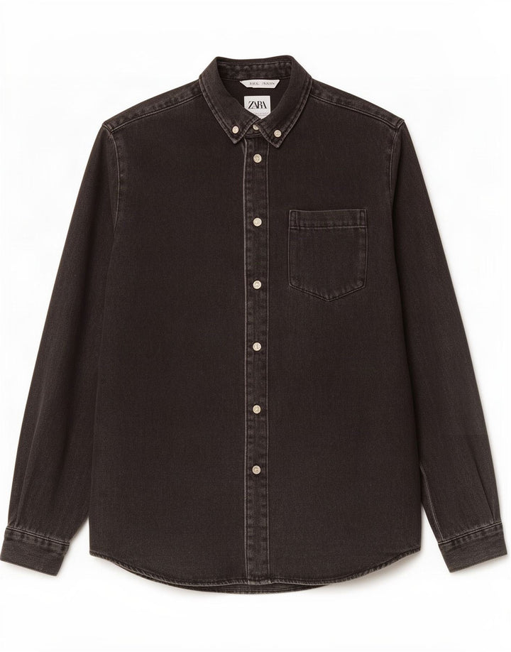 Zara Herren Jeanshemd Small Schwarz Baumwolle