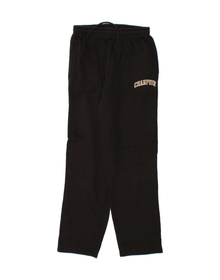 CHAMPION Mens Graphic Tracksuit Trousers Small  Black Cotton Vintage Champion and Second-Hand Champion from Messina Hembry 