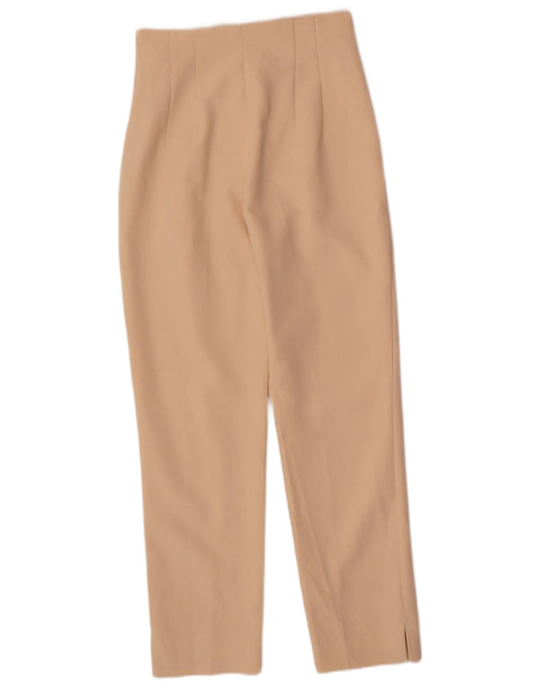 Zara Womens High Waist Tapered Casual Trousers EU 34 2XS W24 L26 Beige
