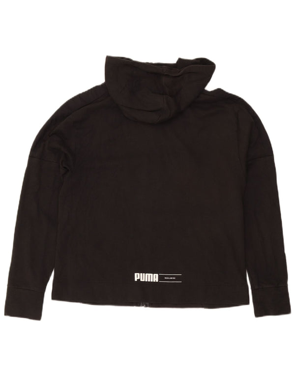 Puma Damen Zip Hoodie Pullover UK 14 Mittelgraue Baumwolle