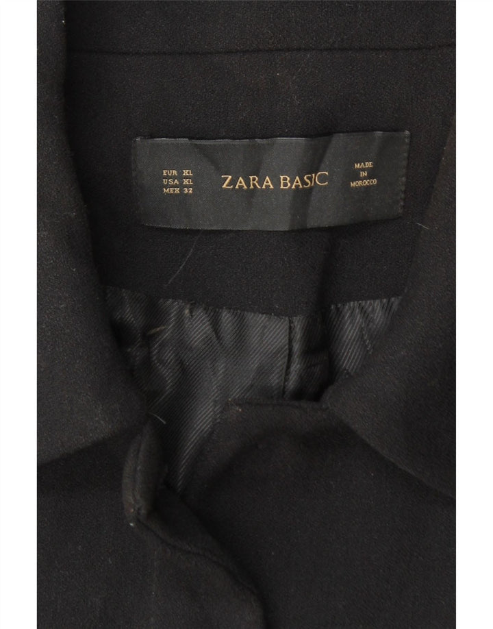 ZARA Womens Crop Blazer Jacket UK 18 XL Black Polyester