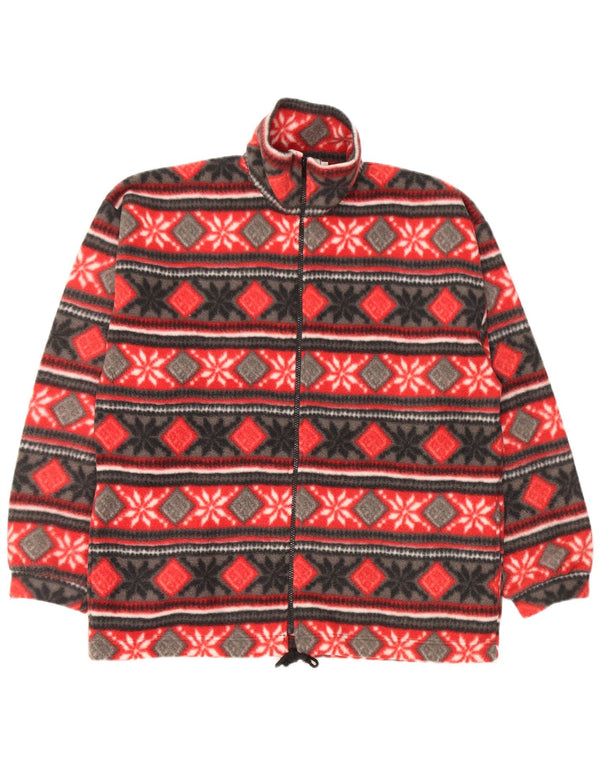 Vintage Mens Fleece Jacket UK 40 Large Red Fair Isle