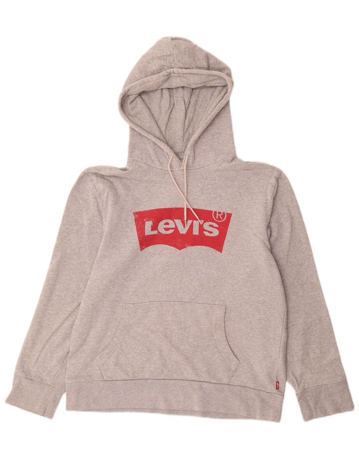 LEVI'S Mens Graphic Hoodie Jumper Medium Grey Cotton