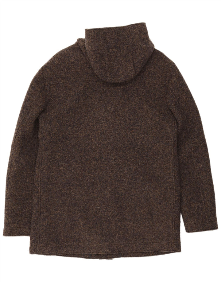 Gas Mens Hooded Overcoat IT 50 Large Khaki Flecked Polyester