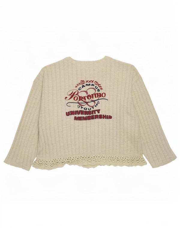 Portofino piger Oversized grafisk cardigan sweater 9-10 år hvid bomuld