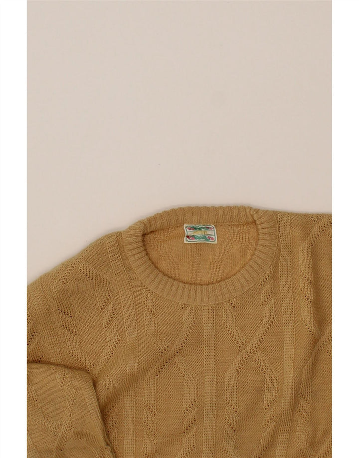 VINTAGE Mens Crew Neck Jumper Sweater Large Beige Vintage Vintage and Second-Hand Vintage from Messina Hembry 
