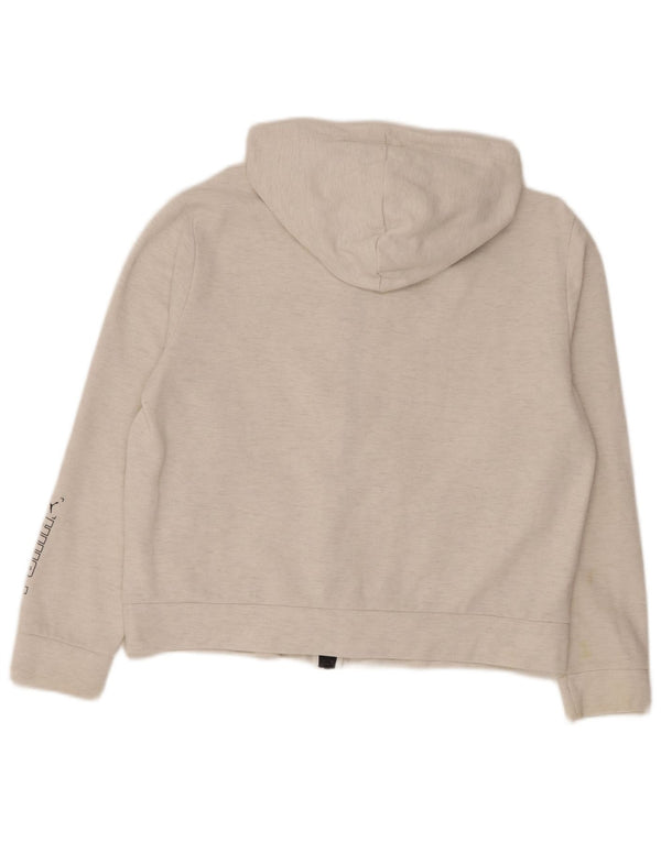 Puma Womens Graphic Zip Hoodie Sweater UK 14 Medium White Cotton