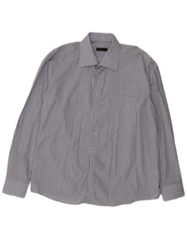 Pierre Cardin Mens Shirt XL Blue Pinstripe Cotton