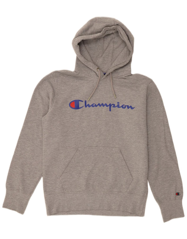 Champion Mens Graphic Hoodie Jumper Medium Grey Flecked