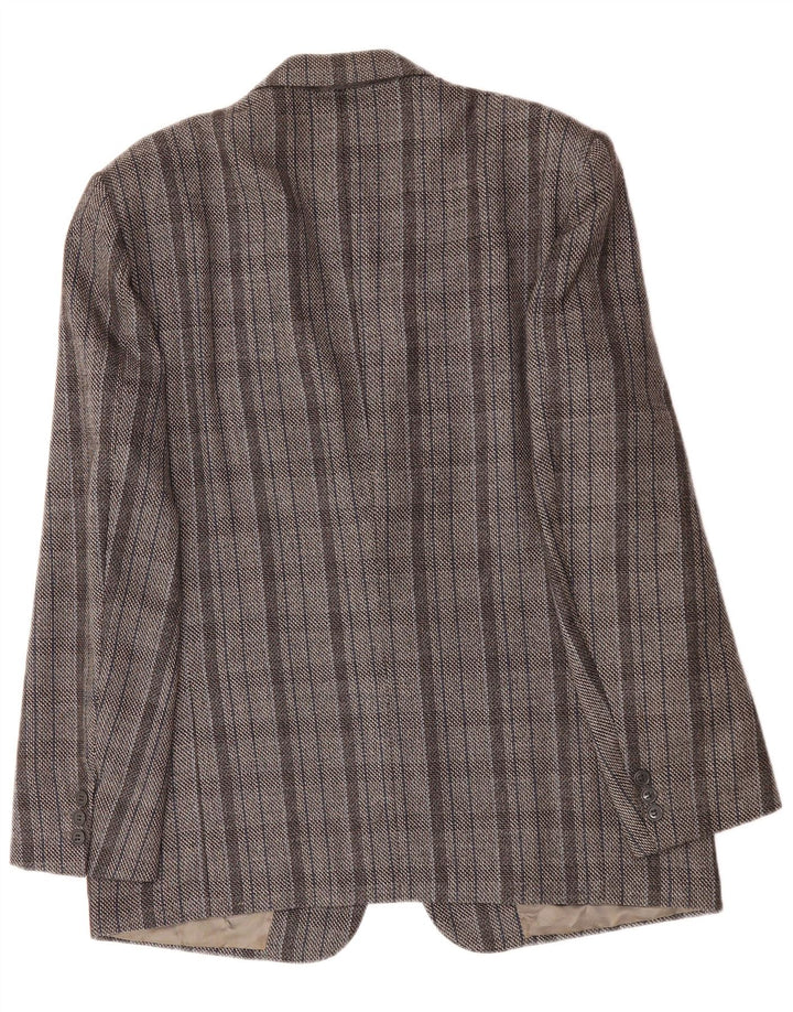 EMANUEL UNGARO Mens 2 Button Blazer Jacket UK 40 Large Grey Check