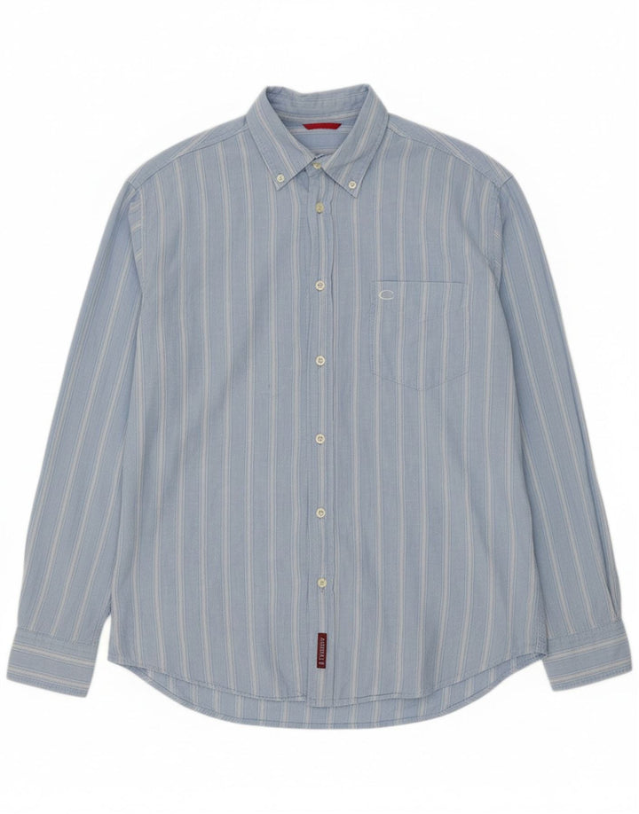 CARRERA Mens Shirt Medium Blue Striped Cotton