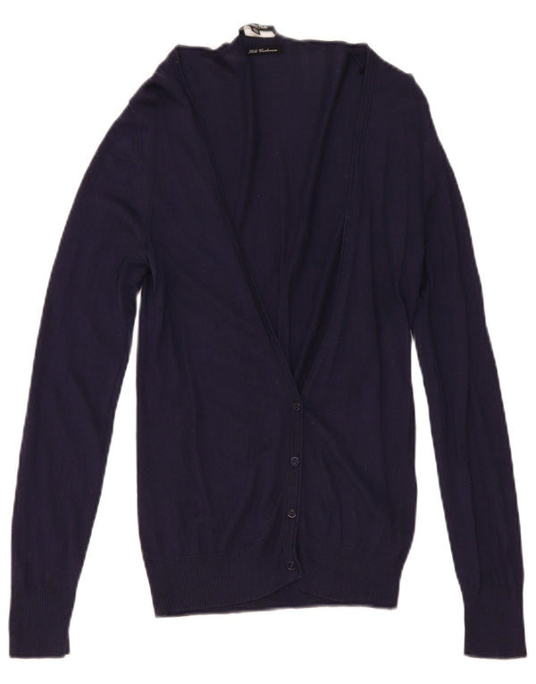 Massimo Dutti Damen-Cardigan-Pullover UK 12 Medium Navy Blue Silk