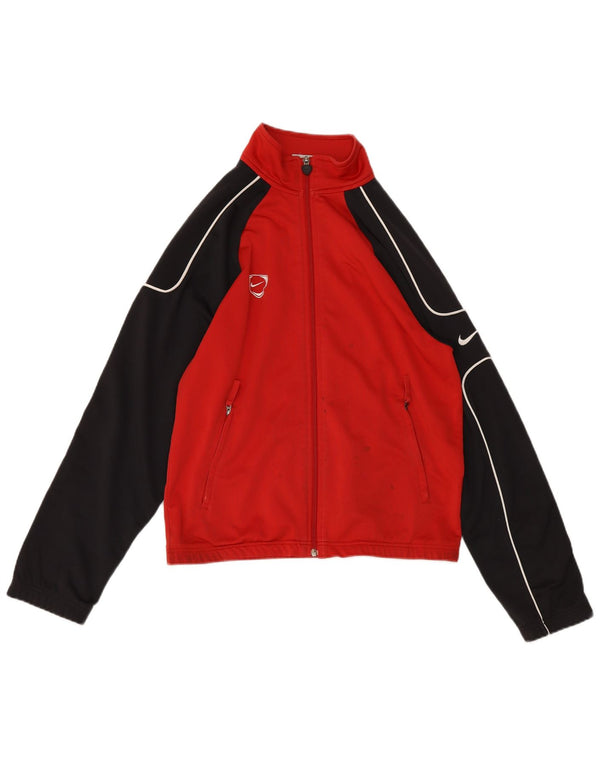 Nike Mens Tracksuit Top Jacket UK 35/37 Small Red Colourblock Polyester