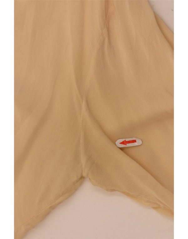 Chemisier chemise femme vintage UK 18 XL Soie Beige