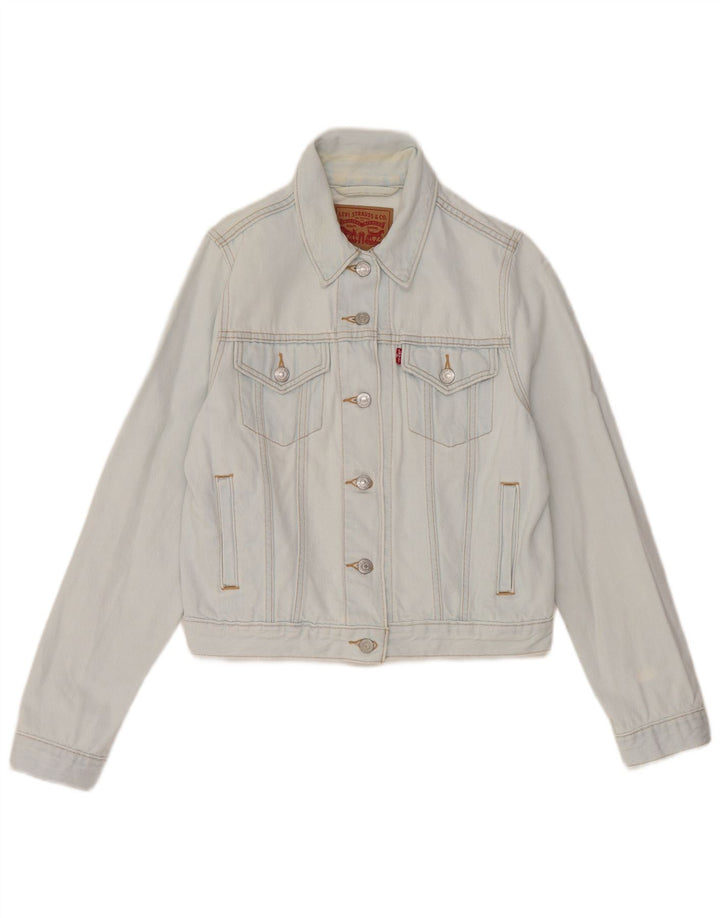 Levi's Womens Crop Denim Jacket UK 12 Medium Blue Cotton