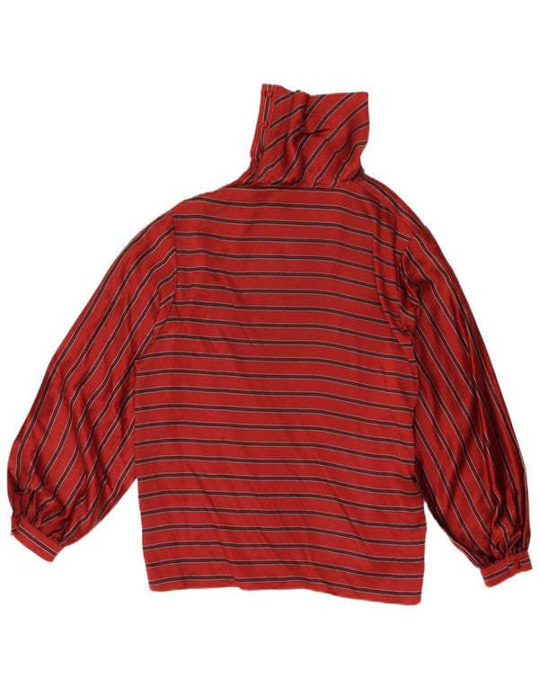 Vintage Womens Long Sleeve Button Neck Blouse Top IT 42 Medium Red Striped