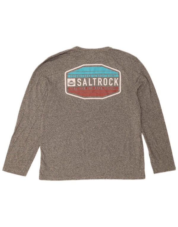Saltrock Camiseta gráfica para hombre de manga larga de algodón moteado gris medio