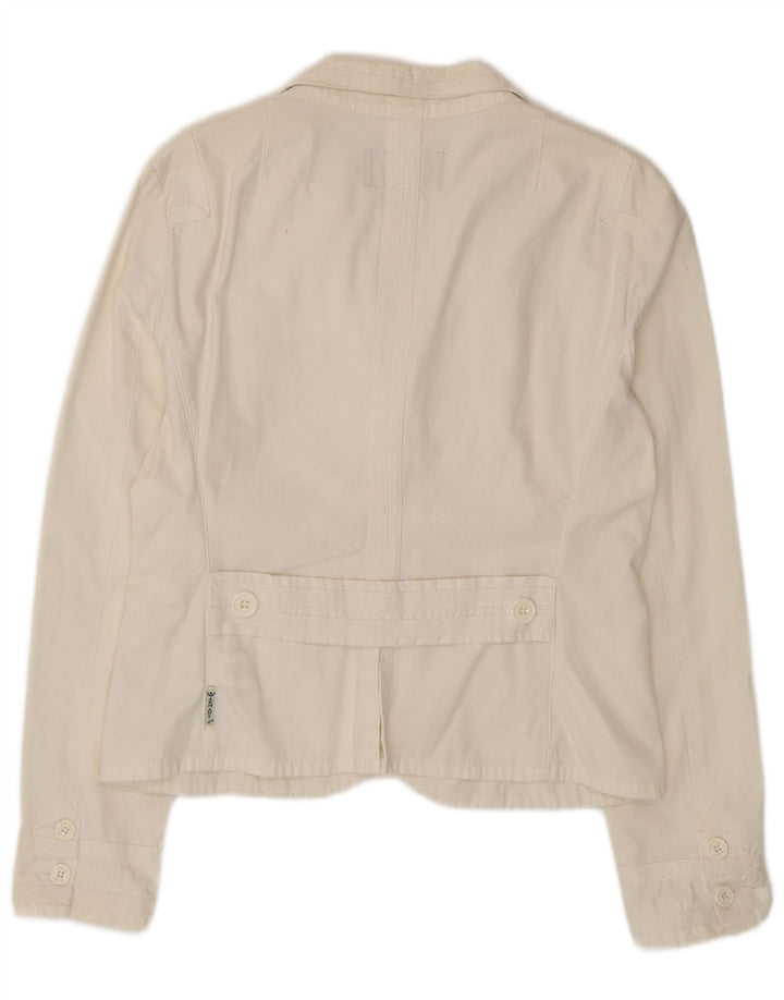 Armani Jeans Womens 3 Button Blazer Jacket UK 18 XL White Cotton