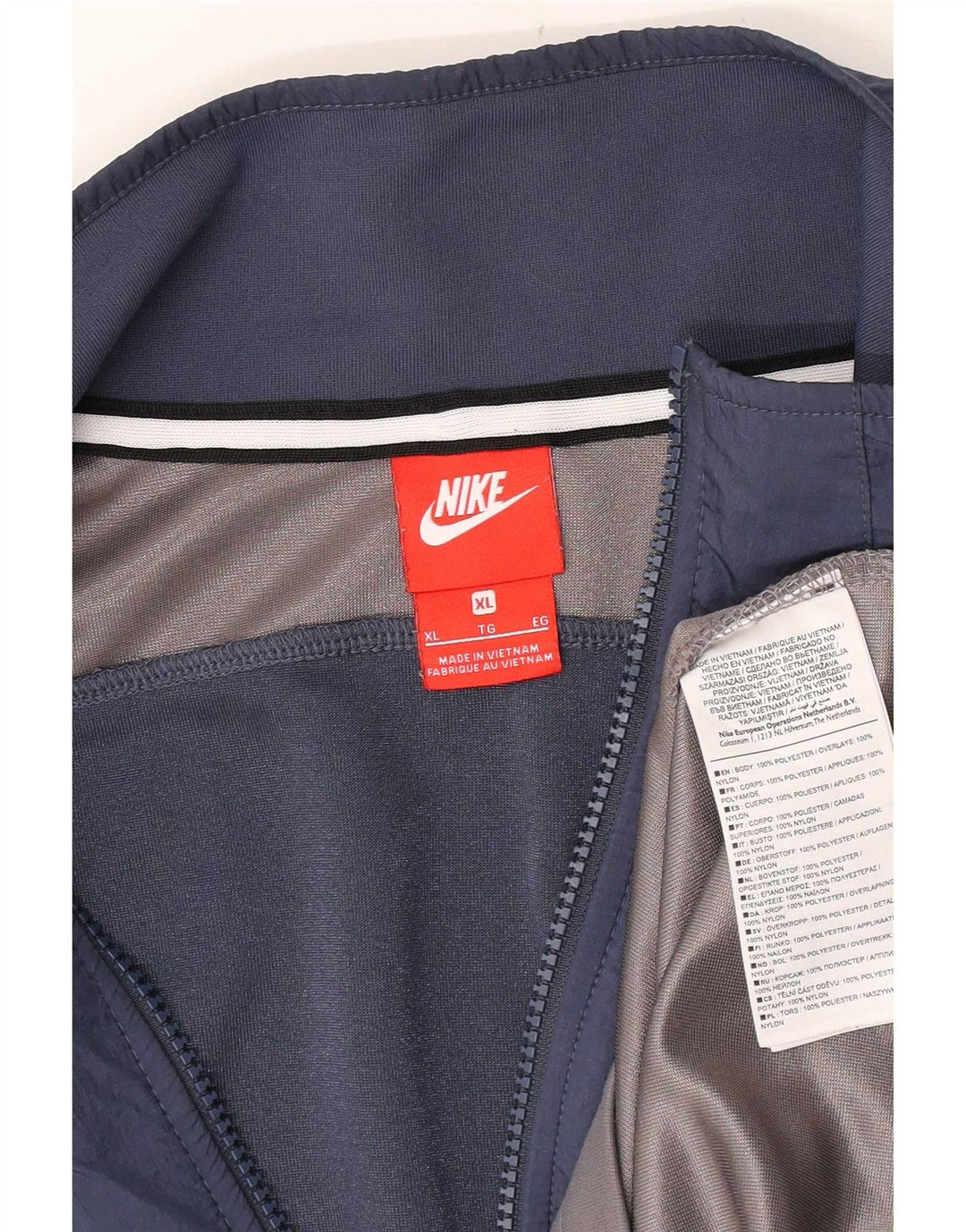 Nike Mens Graphic Zip Neck Sweatshirt Jumper XL Grey Colourblock Polyester